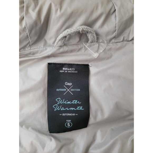 Gap Outdoor Edition Wool Blend Gray Winter Down Puffer Vest w/ Faux Fur Hood S - Picture 5 of 9